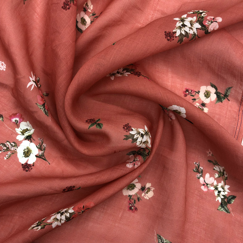 36S 60S Ramie small floral print fabric is breathable and comfortable, suitable for summer skirts and shorts Kid and lady