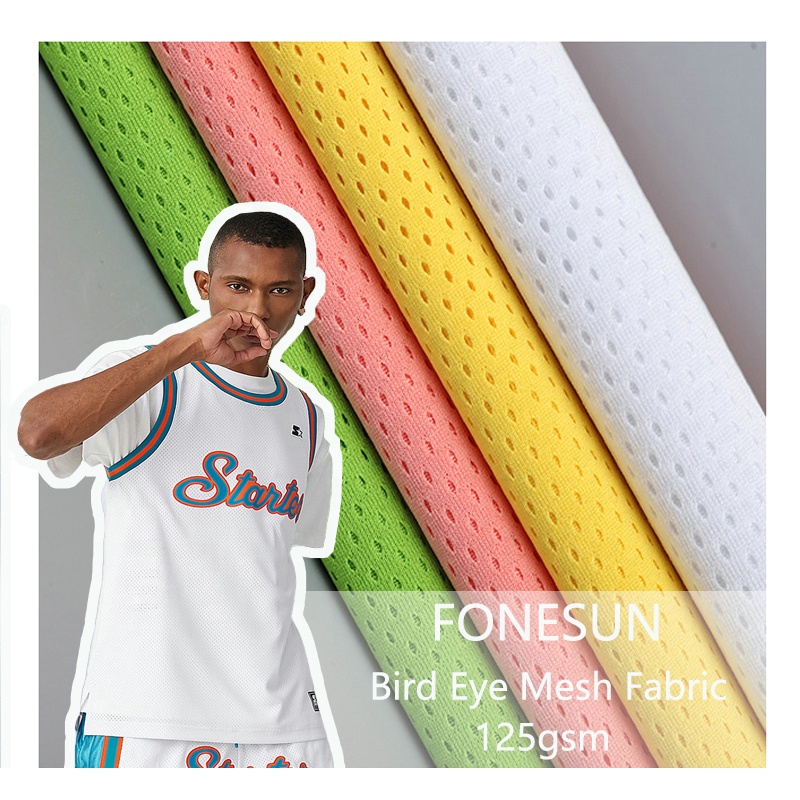 Wholesale  100% Polyester Bird Eye Mesh 130gsm Birds Eye Knitted Sportswear Fabric for t shirt fabric