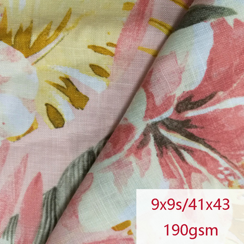 9s*9s/41*43 Custom digital printing 9S 190GSM 100% Linen Fabric