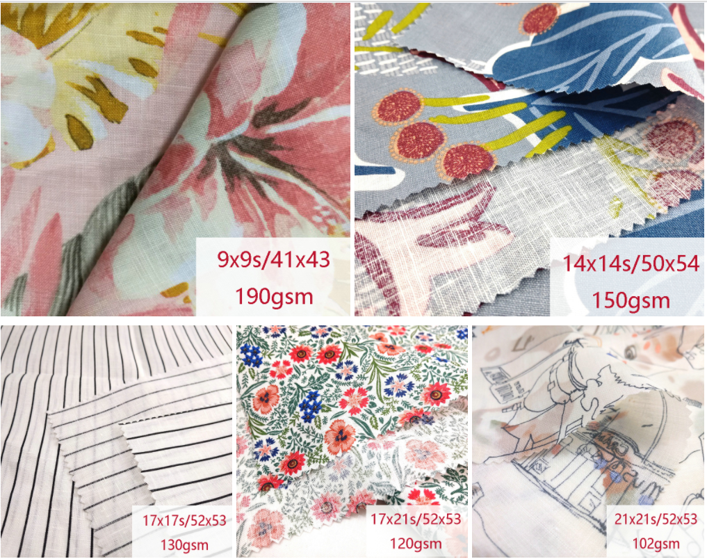 Custom digital printing 14S 150GSM 100% Linen Fabric Chinese factory